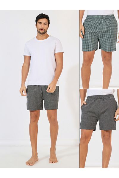 Styli Pack of 2- Checked Assorted Woven Boxer