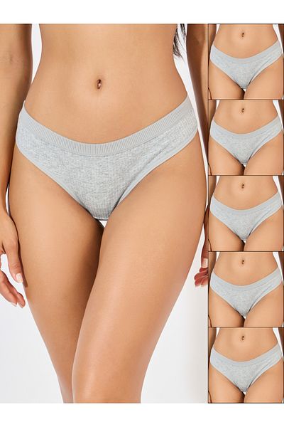 Styli Pack of 5 - Solid Cotton Rib Thong