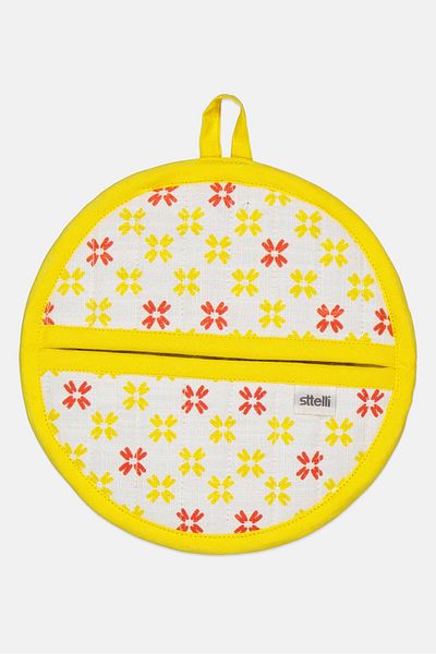 Sttelli Floral Pattern Bloom Pot Holder, Yellow