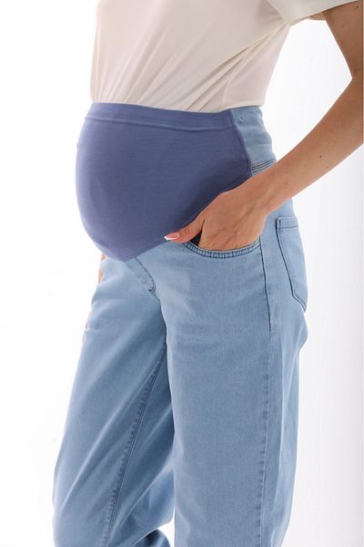 BIG LESSON Blugi de maternitate Mom Fit - elastici și cu talie reglabilă