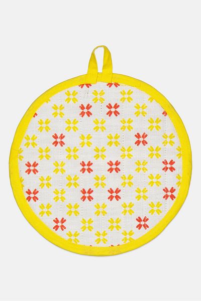 Sttelli Floral Pattern Bloom Pot Holder, Yellow