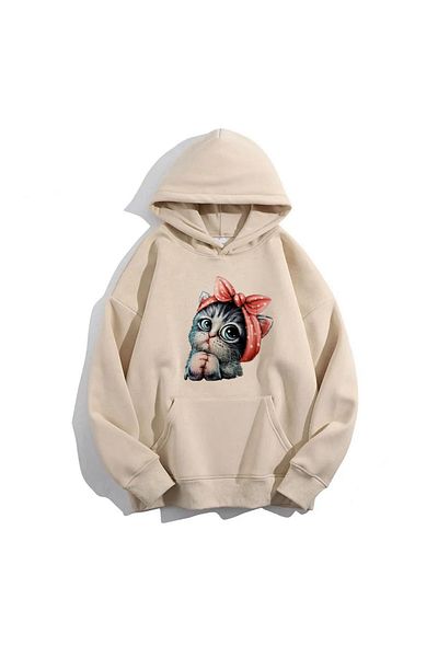 Moda Glo Unisex χαριτωμένο φούτερ με κουκούλα γάτας