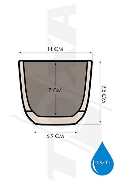 ToXA 0.67 Litre Bej Mercan Kare Saksı Küçük Boy Kaktüs Sukulent Saksısı Tabaklı Plastik Saksı