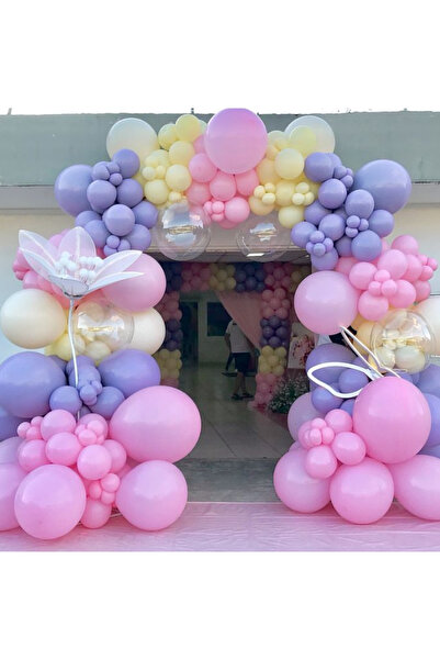 Çemrek Süs Parti Набір з 100 жовтих, лілових і рожевих повітряних кульок