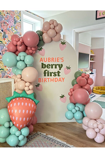 Çemrek Süs Parti Puder roza glina, roza zimska zelena, set lanaca za balone k...