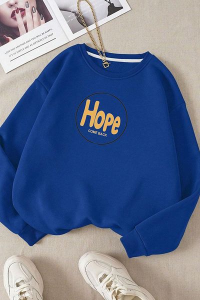 Moda Glo Βαμβακερό φούτερ Unisex Hope Printed Crew Neck