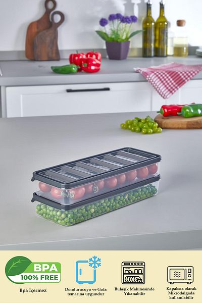 Alacarte 2 Pieces 1100 ml Refrigerator Freezer Organizer and Storage Container