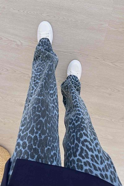 Ka Hijab Pantaloni albaștri cu imprimeu leopard