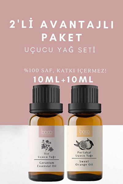 Boco Nature 2'li Avantajlı Set Portakal & Itır Saf Aromaterapi Uçucu Yağ Buhurdanlık Masaj Spa Cilt Ve Saç 20 Ml