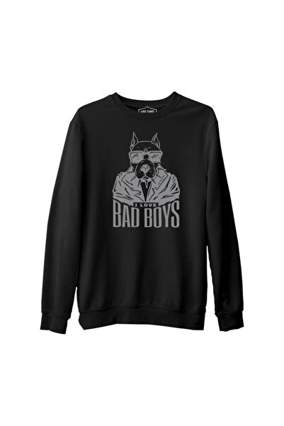 Lord T-Shirt Bad Boys Pitbull Dog Siyah Erkek Kalın Sweatshirt