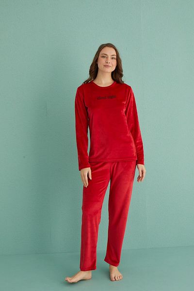 gd goldoremi 13166-18 Women's Slient Night Velvet Long Sleeve Pajamas Set
