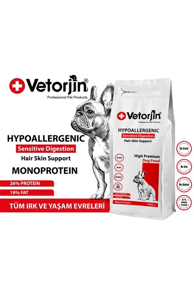 Vetorjin Ördek Ve Patatesli Küçük Ve Orta Irk Hypoallergenic Köpek Maması 1 Kg