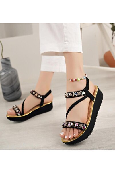 Guja 24y121-3 Kadın Dolgu Taban Taşlı Sandalet