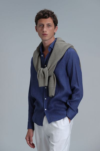 Lufian Cămașă de in pentru bărbați Pitaya Comfort Fit Saks
