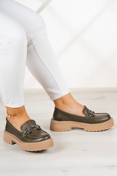 Erkan Saçmacı Παπούτσια Loafer από γνήσιο δέρμα Allison Khaki