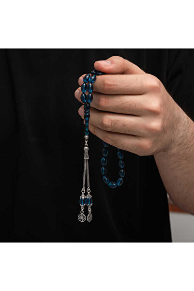 NEZADE STORE Squeezing Silver Tassel Amber Prayer Beads