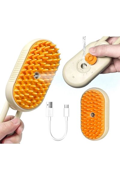 BEYZANA Soft Silicone Cat and Dog Washing Steam Comb - Handled Steam Cat Comb