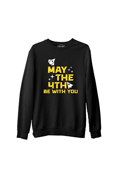 Lord T-Shirt May The Fourth With Ships And Stars Black Men's Thick Sweatshirt