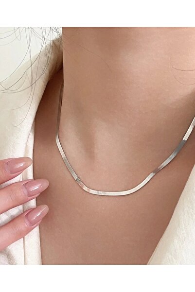 İntive Lingerie Murayshine Fish Back Italian Flat Stainless Steel Basic Necklace (Gold, Silver)