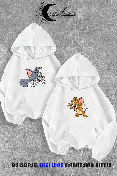 NEVERMIND Dear Tom and Jerry Couple Combo Hooded Sweatshirt - Set of 2, 3 Thread