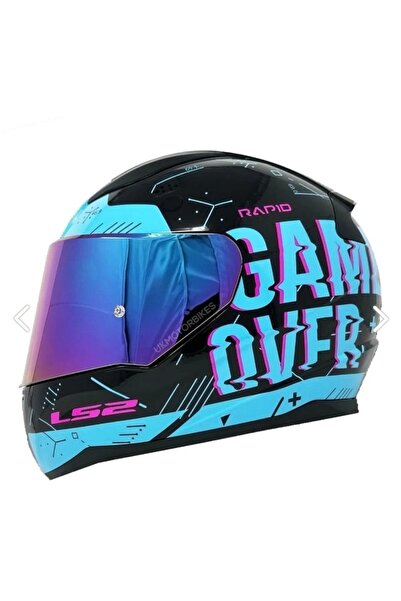 LS2 RAPID PLAYER SİYAH-MAVİ KASK (GÖKKUŞAĞI+ŞEFFAF CAM)