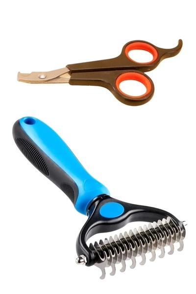 Flaizhen Kedi Köpek Kıtık Tüy Açıcı Tarak + Çelik Uçlu Evcil Hayvan Tırnak Ma...