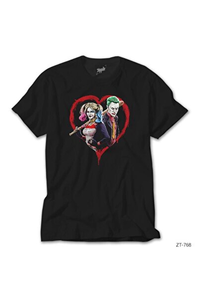 Z zepplin Suicide Squad Harley Quinn Jokr Love Black T-Shirt