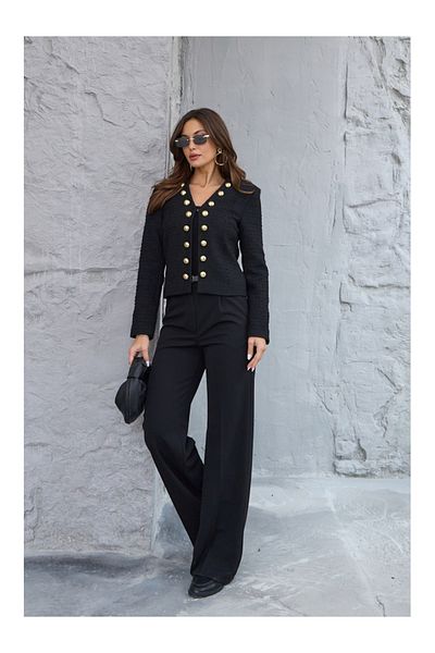 Elif Özbey Butik Черно златисто яке от туид с копчета