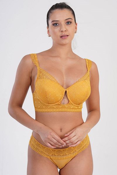 C&City Kettendetailliertes Bralette-Set mit Unterstützung C14006 Gelb