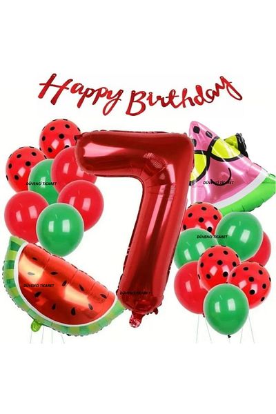 DÜVENCİ TİCARET Birthday Age Ballon Set with Watermelon Slic