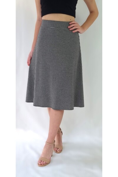 YAXİ Fusta evazată cu model, cu talie elastică, sub genunchi