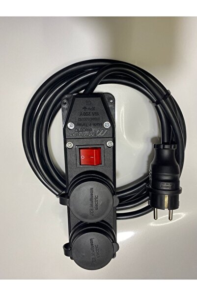 Mutlusan 2 Li Kauçuklu Anahtarlı Priz 3 X 1.5 Mm Uzatma Kablosu 2 Metre