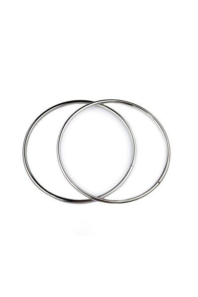 Prestij Boncuk Geantă cu inele din metal argintiu de 13 cm - Pereche de mânere