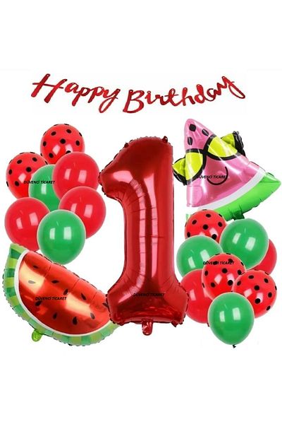 DÜVENCİ TİCARET Birthday Age Ballon Set with Watermelon Slic
