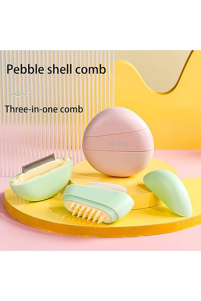 DUHALINE Cat Care Comb with Cleaning Brush, Massage Effect Anti-Hair Loss Comb 3 in 1