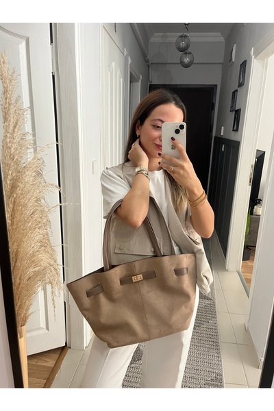 hill bag Kadın Süet Siyah Çıt Çıt Kapama Tasarım Suni Deri Kemerli Astarlı El...