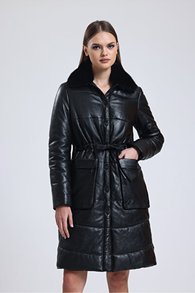 shop Hakiki Deri, Vizonlu  Şişme Mont