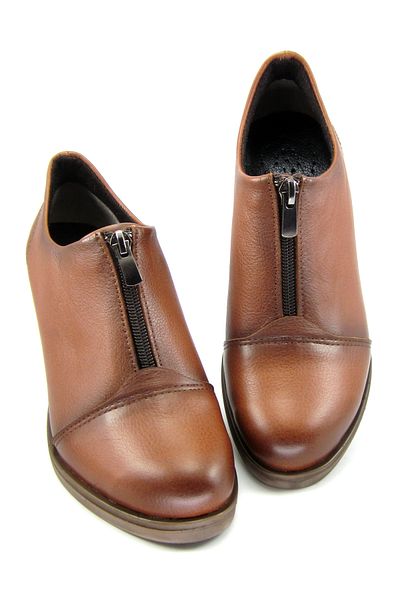 Erkan Saçmacı Brittany Tan Genuine Leather Casual Heeled Shoes