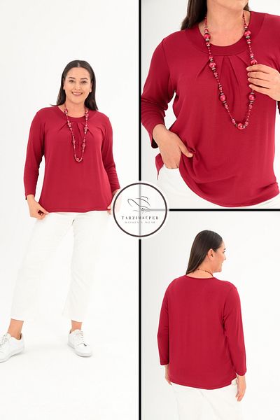 tarzımsüper New Season Flexible Draped Comfort Model with Large Size Necklace Gift Soft Texture Stylish Knitwear Sweater
