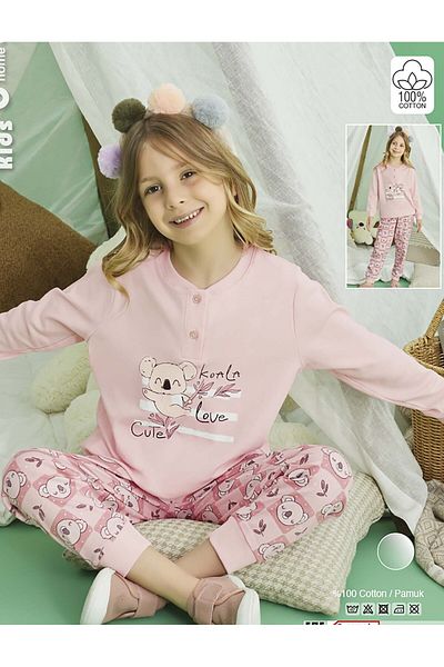 shefox Girl's Long Sleeve 100% Cotton Interlock Pajamas Suit Byaydogan