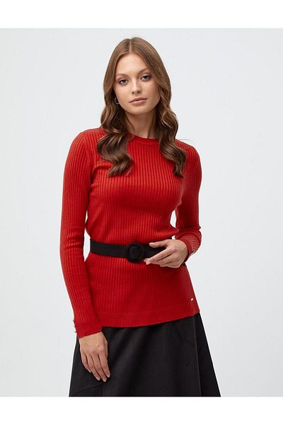 Kayra Bluză neagră din tricot cu nervuri - Decolteu