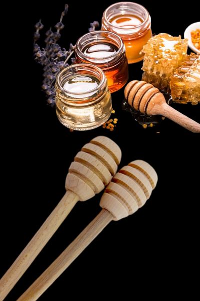 küche haus مقياس الخيزران المزخرف - ملعقة مربى العسل والتوابل