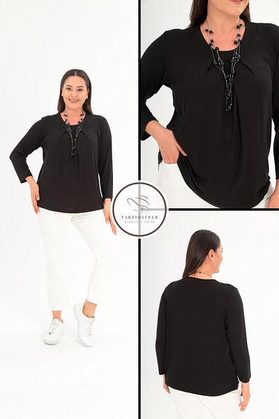tarzımsüper New Season Flexible Draped Comfort Model with Large Size Necklace Gift Soft Texture Stylish Knitwear Sweater