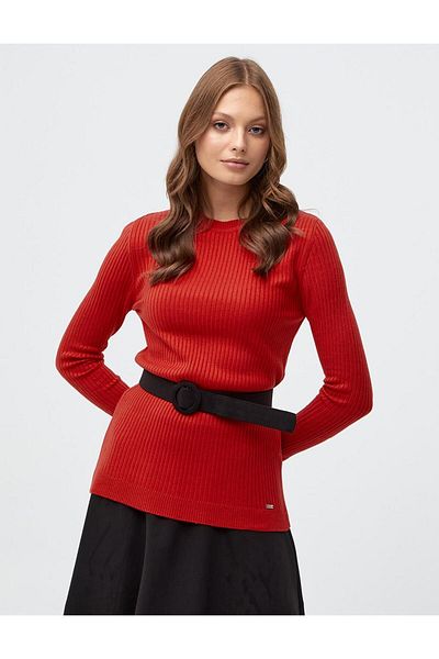 Kayra Bluză neagră din tricot cu nervuri - Decolteu