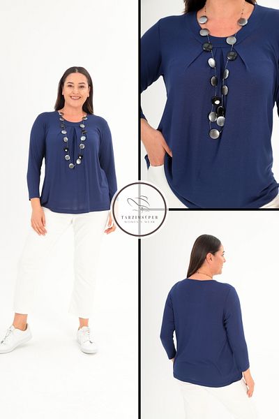 tarzımsüper New Season Flexible Draped Comfort Model with Large Size Necklace Gift Soft Texture Stylish Knitwear Sweater
