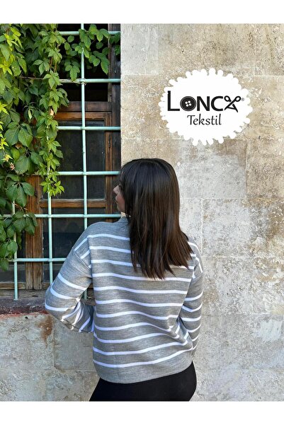 Lonca Tekstil Polo Neck Striped Knitwear Knitted Sweater