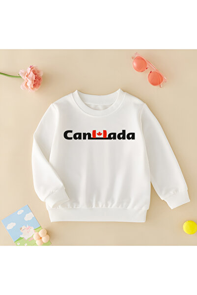 CDA Унисекс суитшърт за бебе момиче и момче, бял, Канада