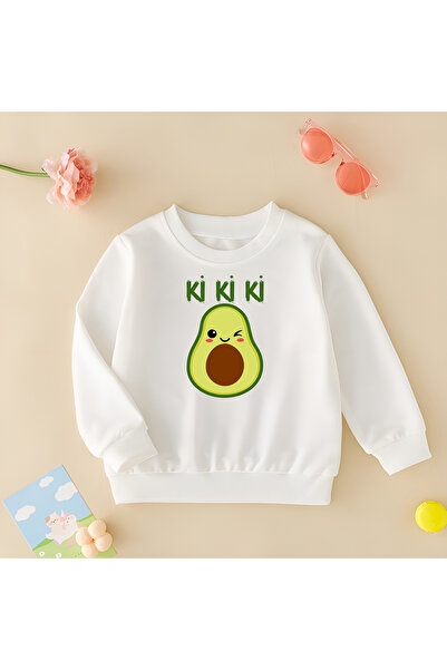 CDA Λευκό φούτερ Kikiki Happy Avocado Unisex για κοριτσάκι