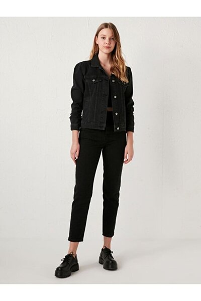 ByCukurovaFrango BY-5271 Max Mom Black Jeans cu croială confortabilă, talie î...