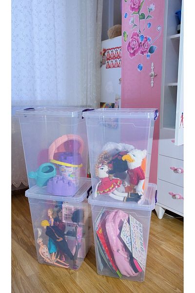biedda 30 Liter 4 Pieces Vertical Deep Storage Organization and Storage Box with Lockable Lid Plastic